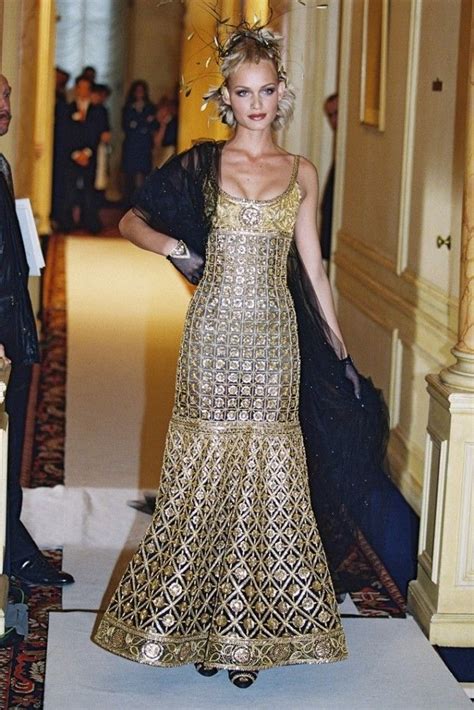 chanel haute couture 1996 gold embroidered dress|1996 Chanel couture.